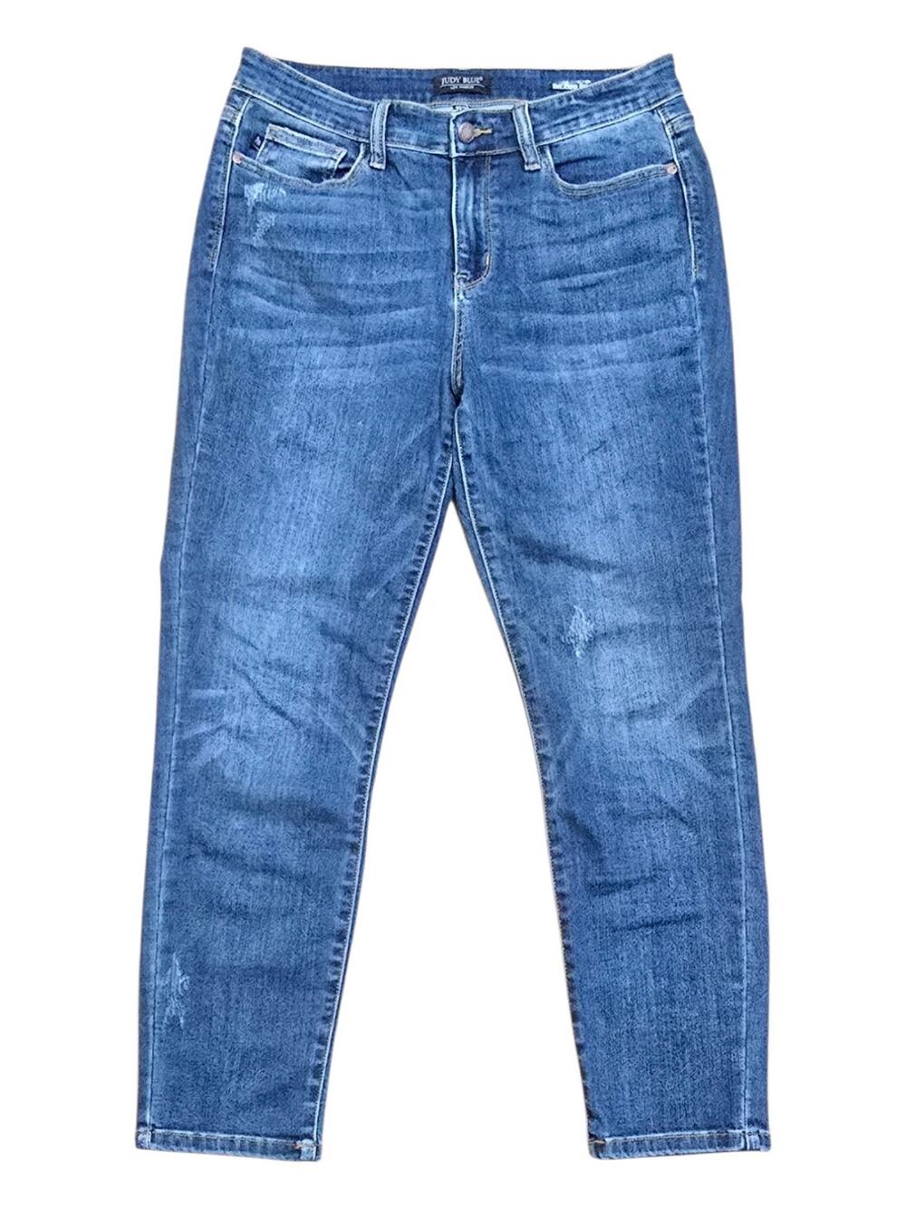 Judy Blue Relaxed Fit Jeans Size 11 30 Distressed Stretch Straight Denim